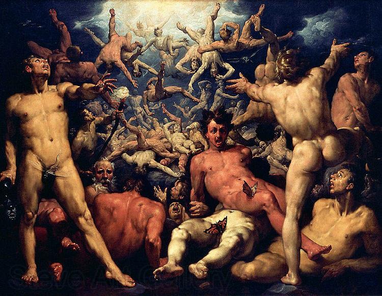 CORNELIS VAN HAARLEM The fall of Lucifer. France oil painting art